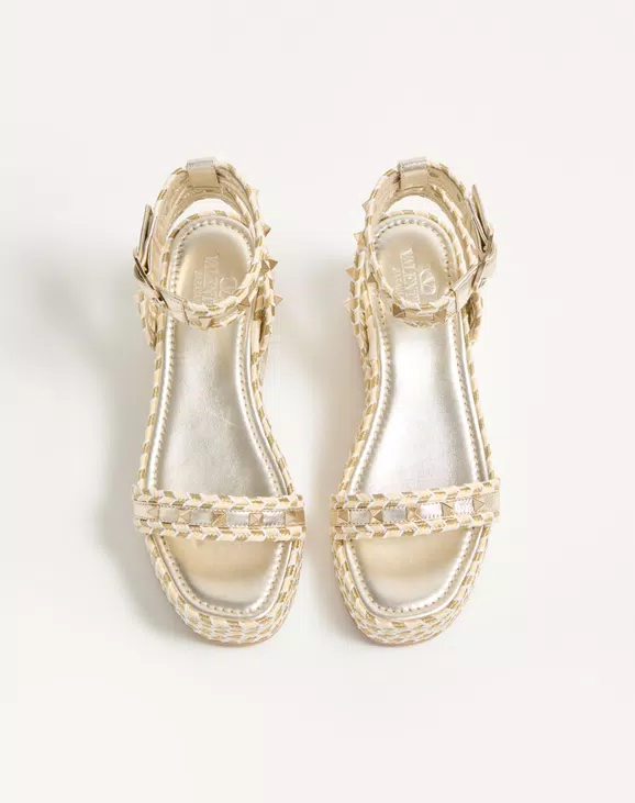 Valentino Rockstud Flatform Sandal In Laminated Nappa Leather 45Mm - Image 5